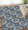 Blue Persian Polyester 4 ft x 6 ft Machine Made Carpet