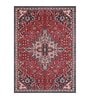 Red Persian Polyester 5 ft x 7 ft Machine Made Carpet