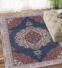 Blue Persian Polyester 5 ft x 7 ft Machine Made Carpet