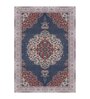 Blue Persian Polyester 5 ft x 7 ft Machine Made Carpet