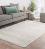 White Wool & Jute Geometrical 5  x 8  Feet Hand Woven Carpet