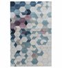 Blue Wool And Viscose Geometrical 5 x 8 Feet Hand Tufted Carpet