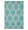 Blue Wool Geometrical 5  x 8  Feet Hand Woven Carpet