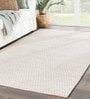 White Wool Geometrical 5 x 8 Feet Hand Woven Carpet