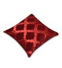 Geometric Pattern Velvet Red Cushion Cover 17 x 17 inches