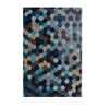 Blue Geometric Wool 4 ft x 6 ft Hand Tufted Carpet