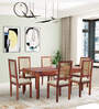 George Solid Wood 6 Seater Dining Set In Teak Finish