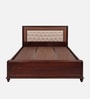 Georgia Sheesham Wood King Size Bed in Walnut & Beige Finish with Hydraulic Storage