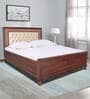 Georgia Sheesham Wood King Size Bed in Walnut & Beige Finish with Hydraulic Storage