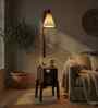 Gerard Wooden Shelf Floor Lamp with Wooden Shade & Brown Base