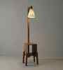 Gerard Wooden Shelf Floor Lamp with Wooden Shade & Brown Base