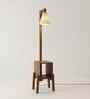 Gerard Wooden Shelf Floor Lamp with Wooden Shade & Brown Base