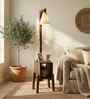 Gerard Wooden Shelf Floor Lamp with Wooden Shade & Brown Base