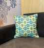 Geringsing Blue Silk Blend Printed 16 x 16 Inches Cushion Cover