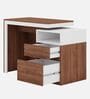 Dual Tone Study Table in Planked Walnut and White Finish Dual Tone Study Table in Planked Walnut and White Finish