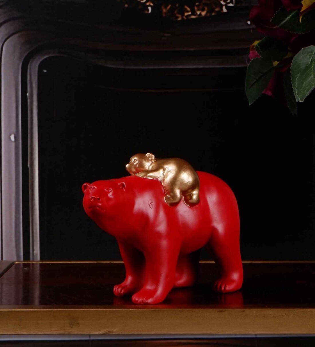 Buy Gilded Bear Red Polyresin Figurine at 52 OFF by The White Ink