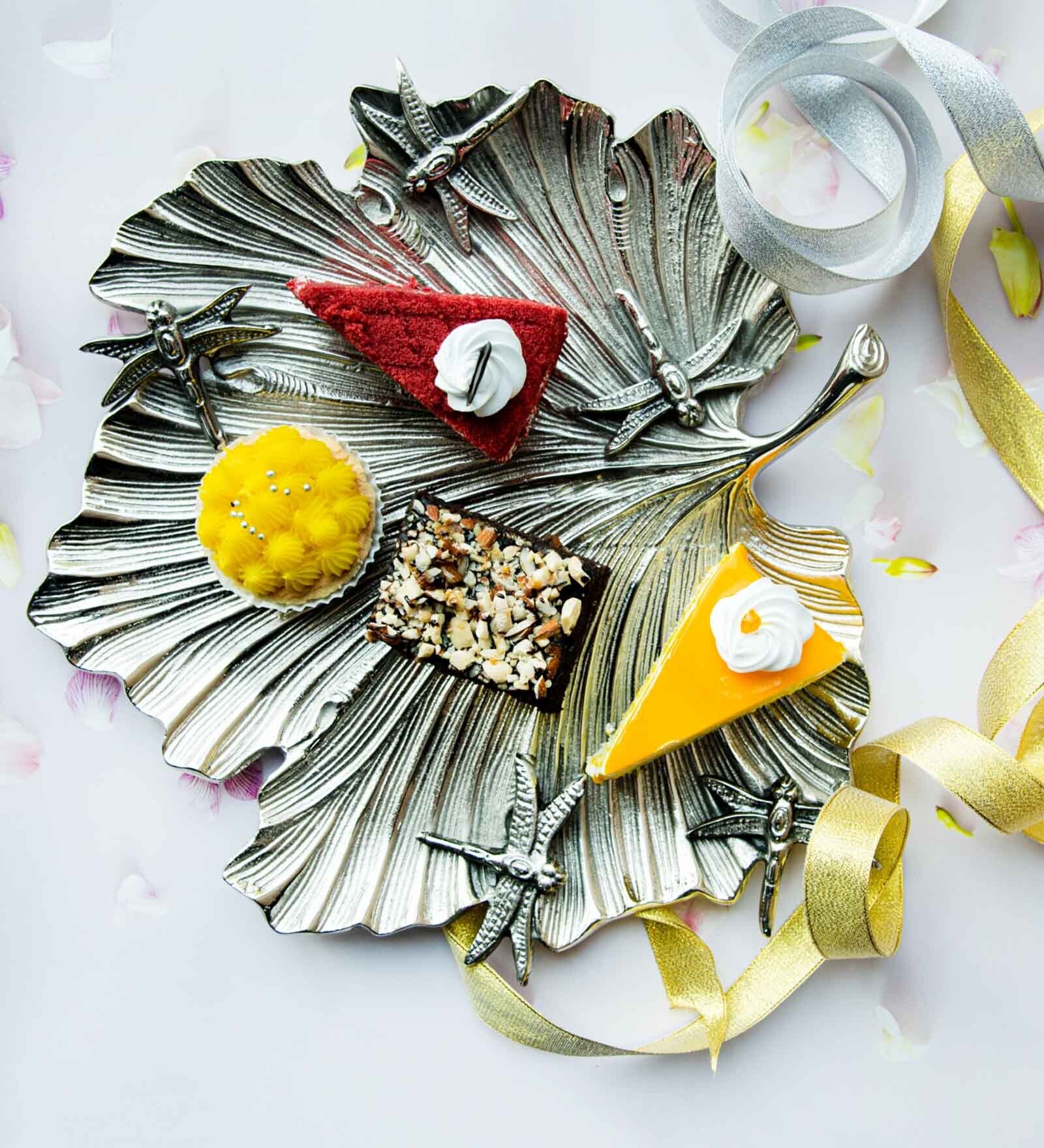Gibox Dragonfly Serving Platter with Stand Bowl Dish For Kitchen Office Dinner Table Top D cor Accent