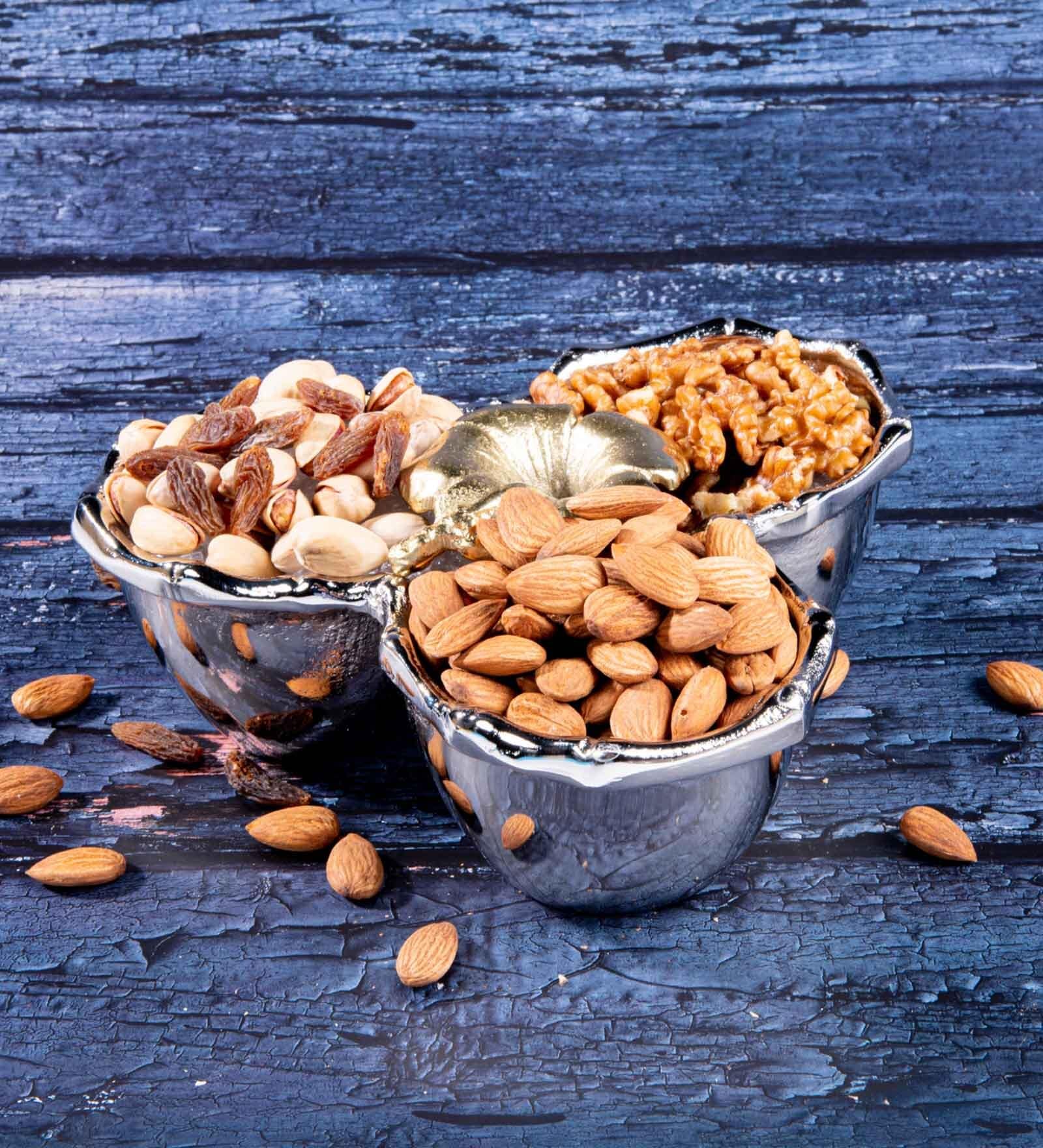 Gibox Floret 3-section server Serving Platter with Stand Bowl Dish For Kitchen Office Dinner Table Top D cor Accent