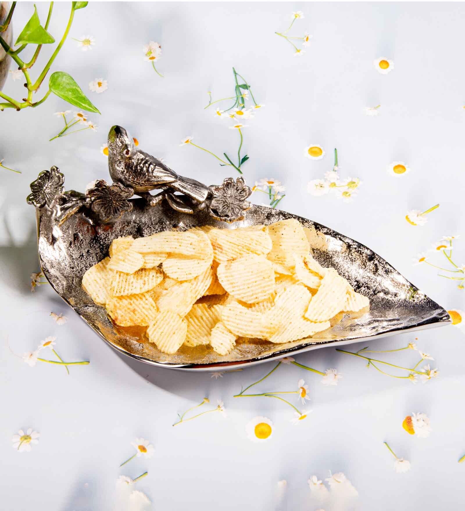 GIBOX Fowl Platter Dish Decorative Serving Platter Tray Dining Table Fancy Food Golden Crocodile