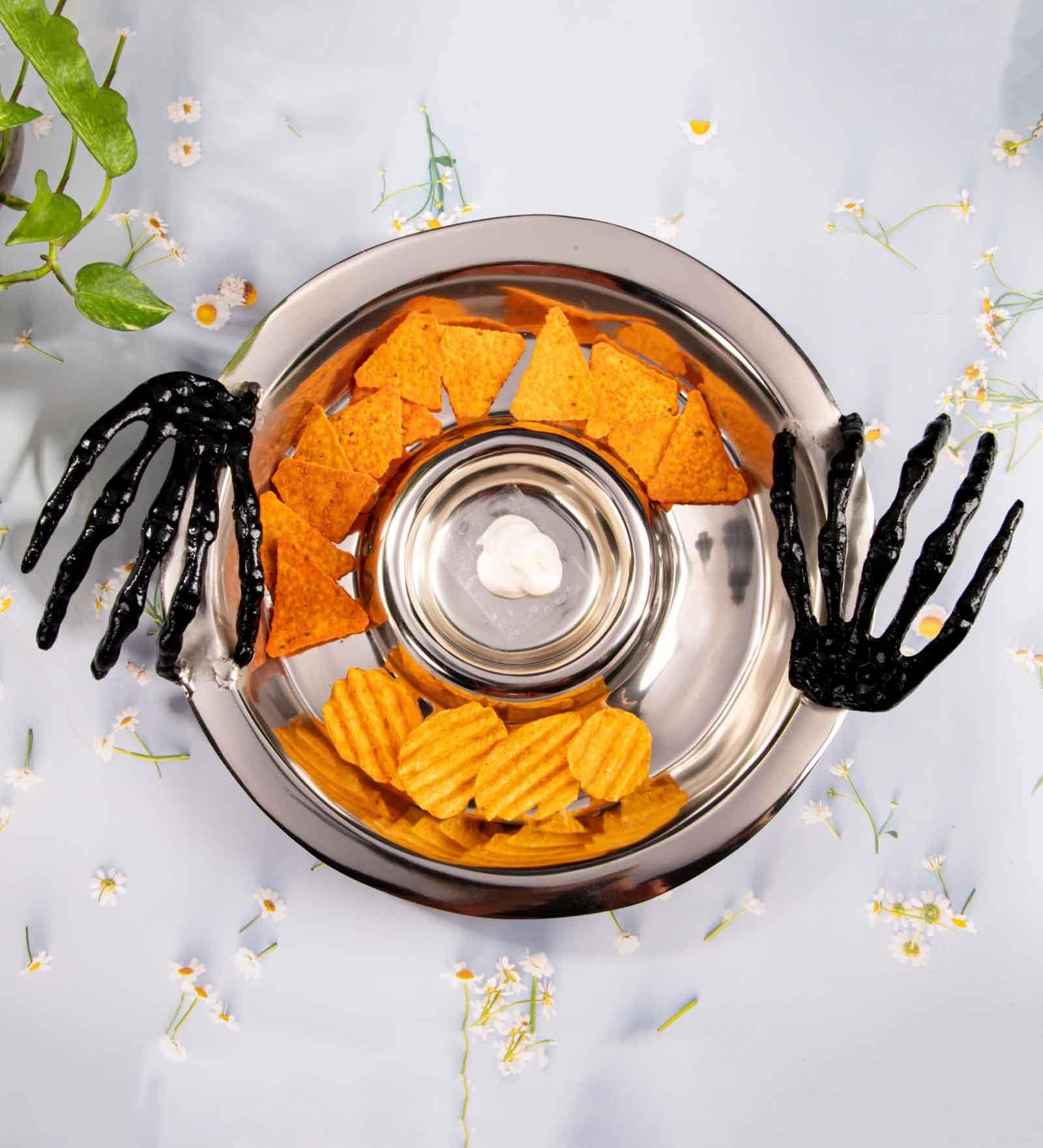 GIBOX Manus Chip N Dip Platter Decorative Serving Platter Tray Dining Table Fancy Food Golden Crocodile