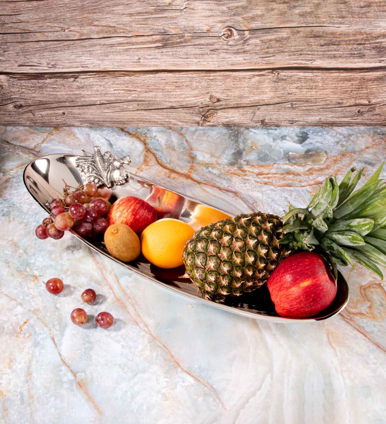 Gibox Oblong Tray Platter Server with Stand Dish For Kitchen Office Dinner Table Top D cor Accent