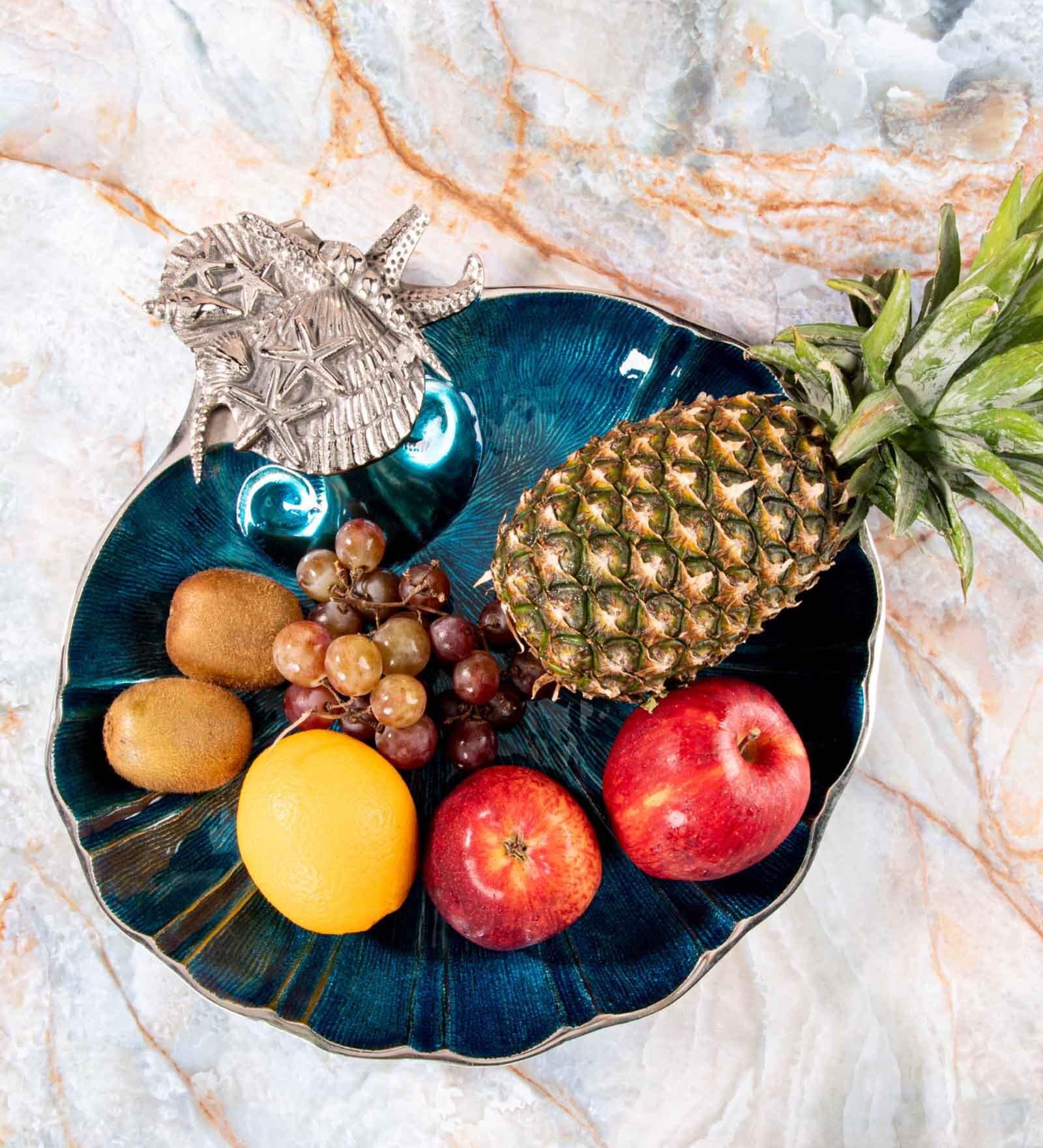 GIBOX Sapphire Shell Platter Decorative Serving Platter Tray Dining Table Fancy Food Golden Crocodile