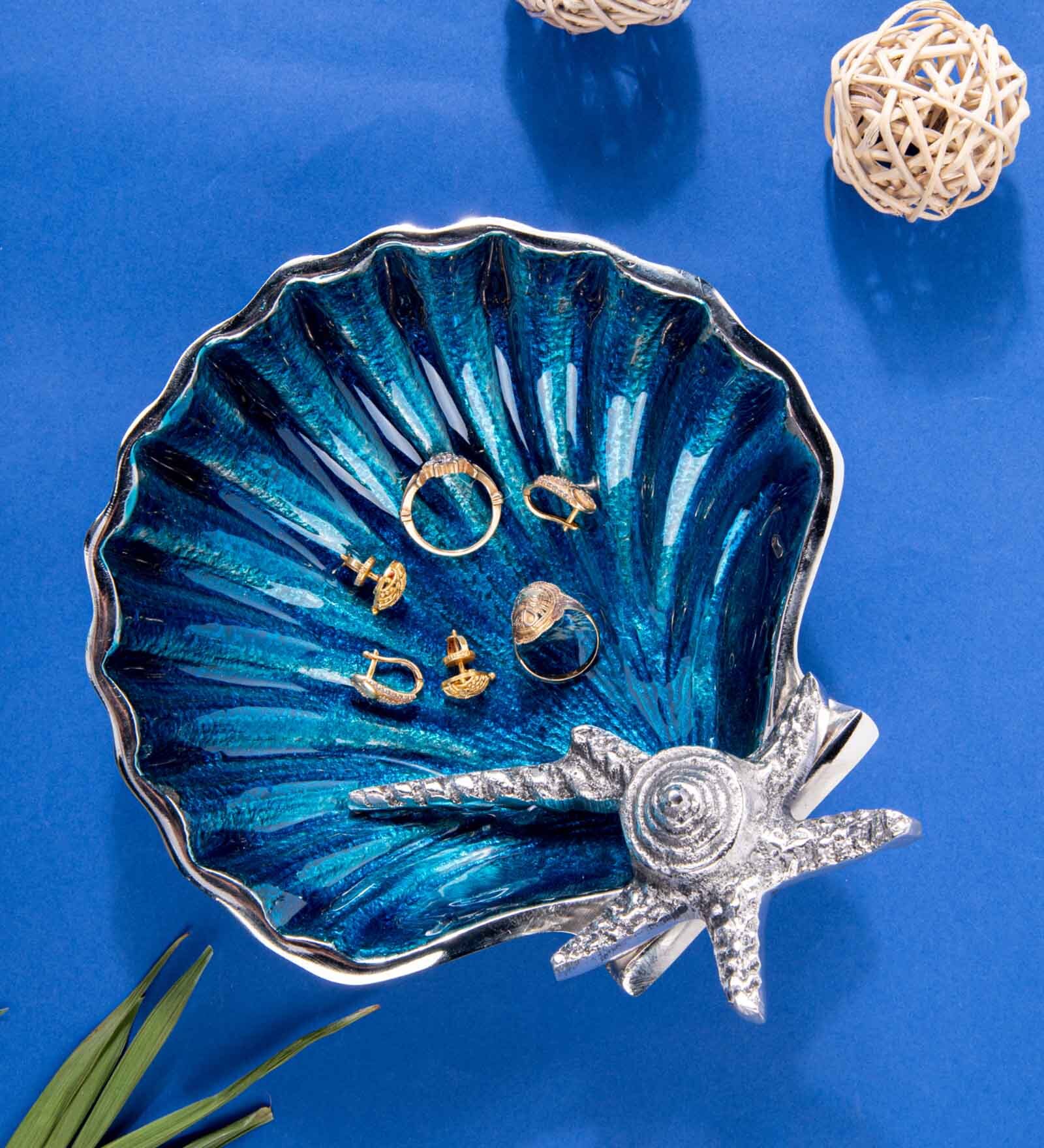 GIBOX Seashell Multi-Utility Bowl Decorative Serving Platter Tray Dining Table Fancy Food Golden Crocodile