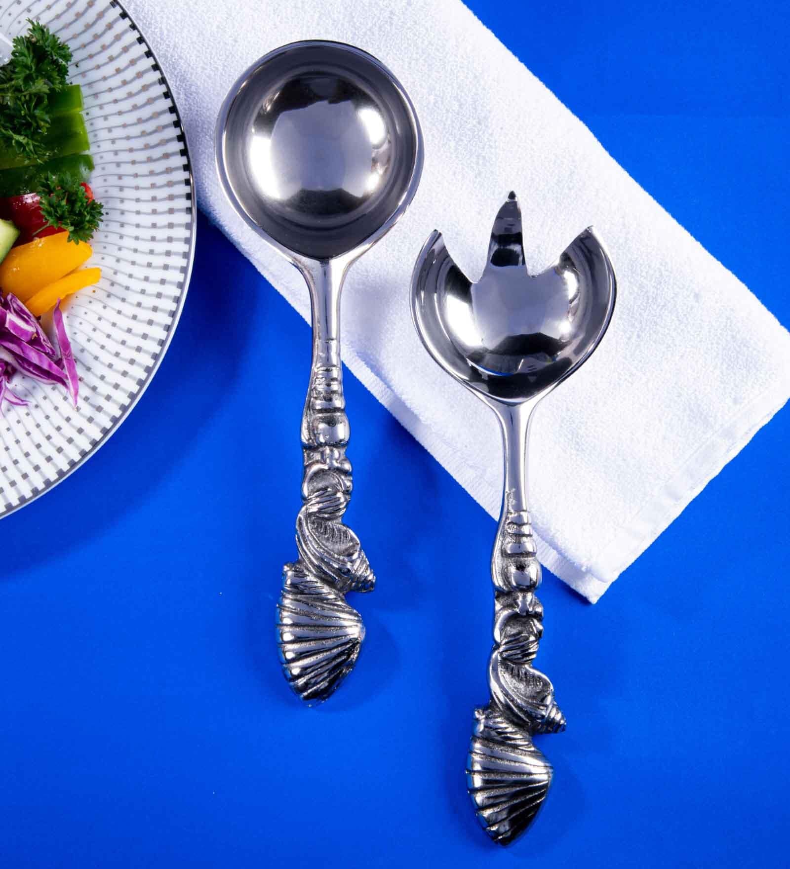 GIBOX Seashell Salad Server Ice Scooper Reusable Bar Accessory for Home & Bar Party Serving Spoon 2 pieces