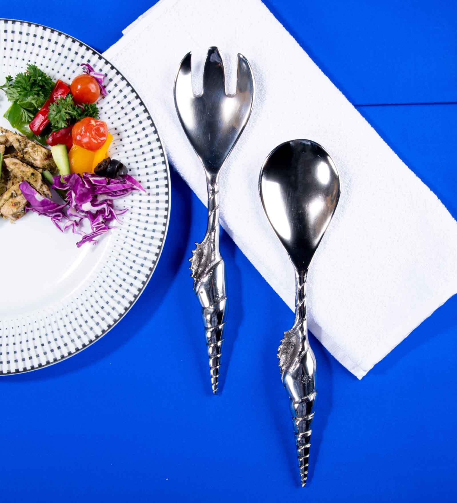 Gibox Shell Salad Server Tray with Stand Dish For Kitchen Office Dinner Table Top D cor Accent