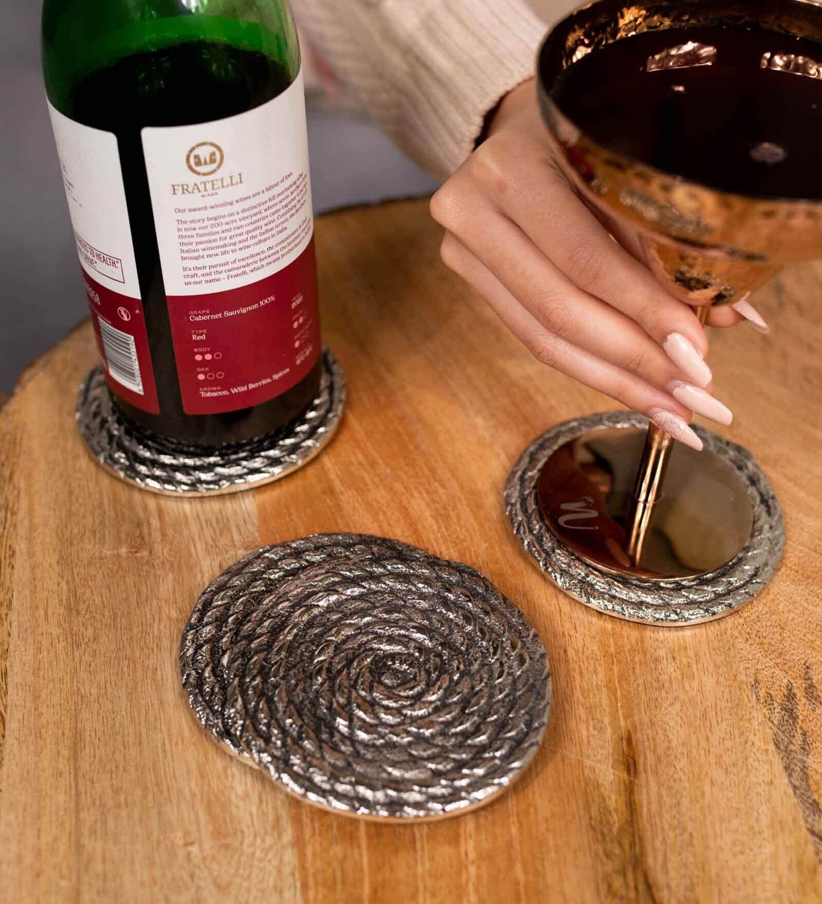 GIBOX Strand Aluminium Coasters Set Kitchen Table Home D cor Restaurants Designer (Set of 4)