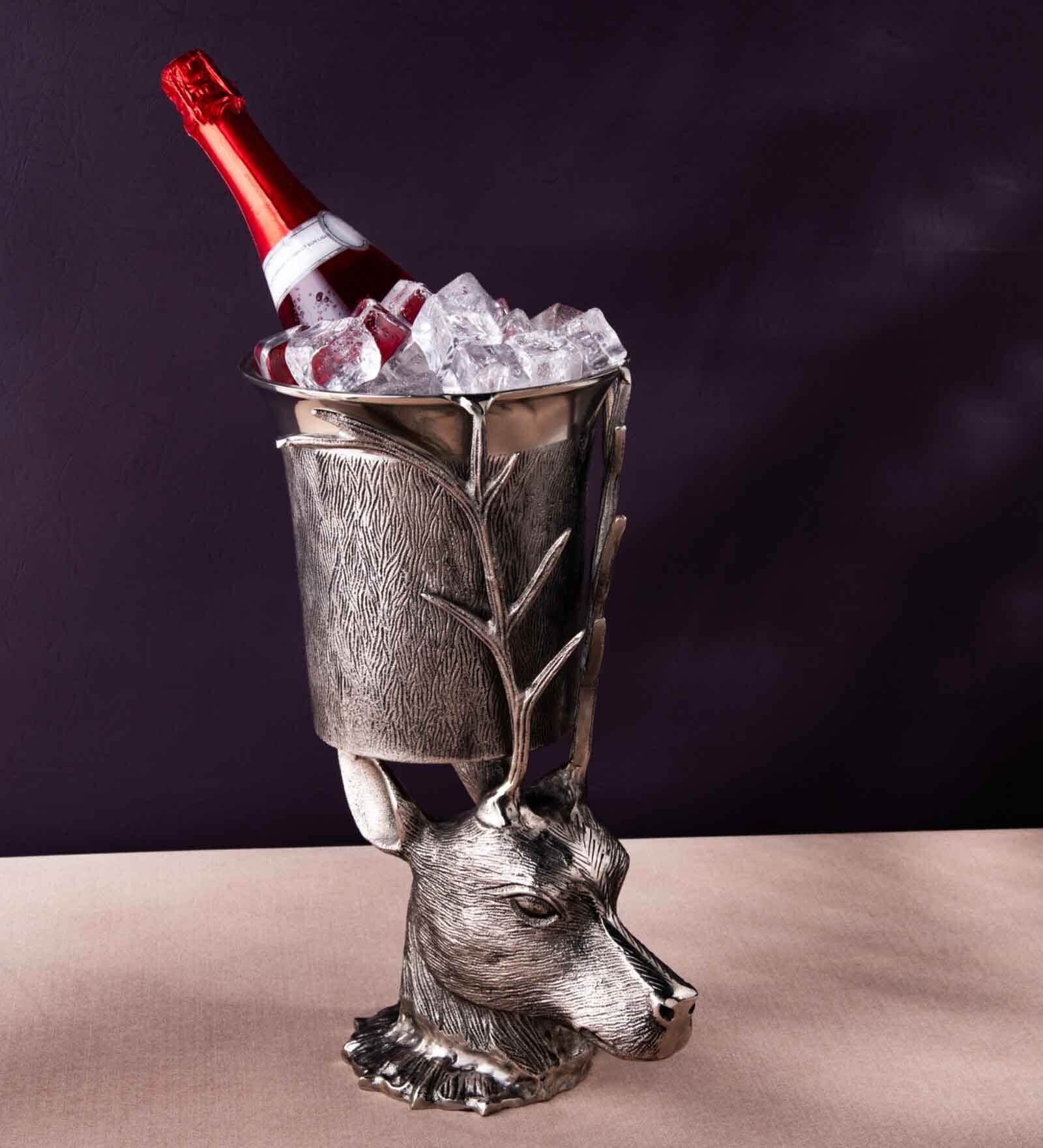 Gibox The Stag Head Wine Double Walled Ice Cube Bucket, Beer,  Wine Chiller Barware D cor