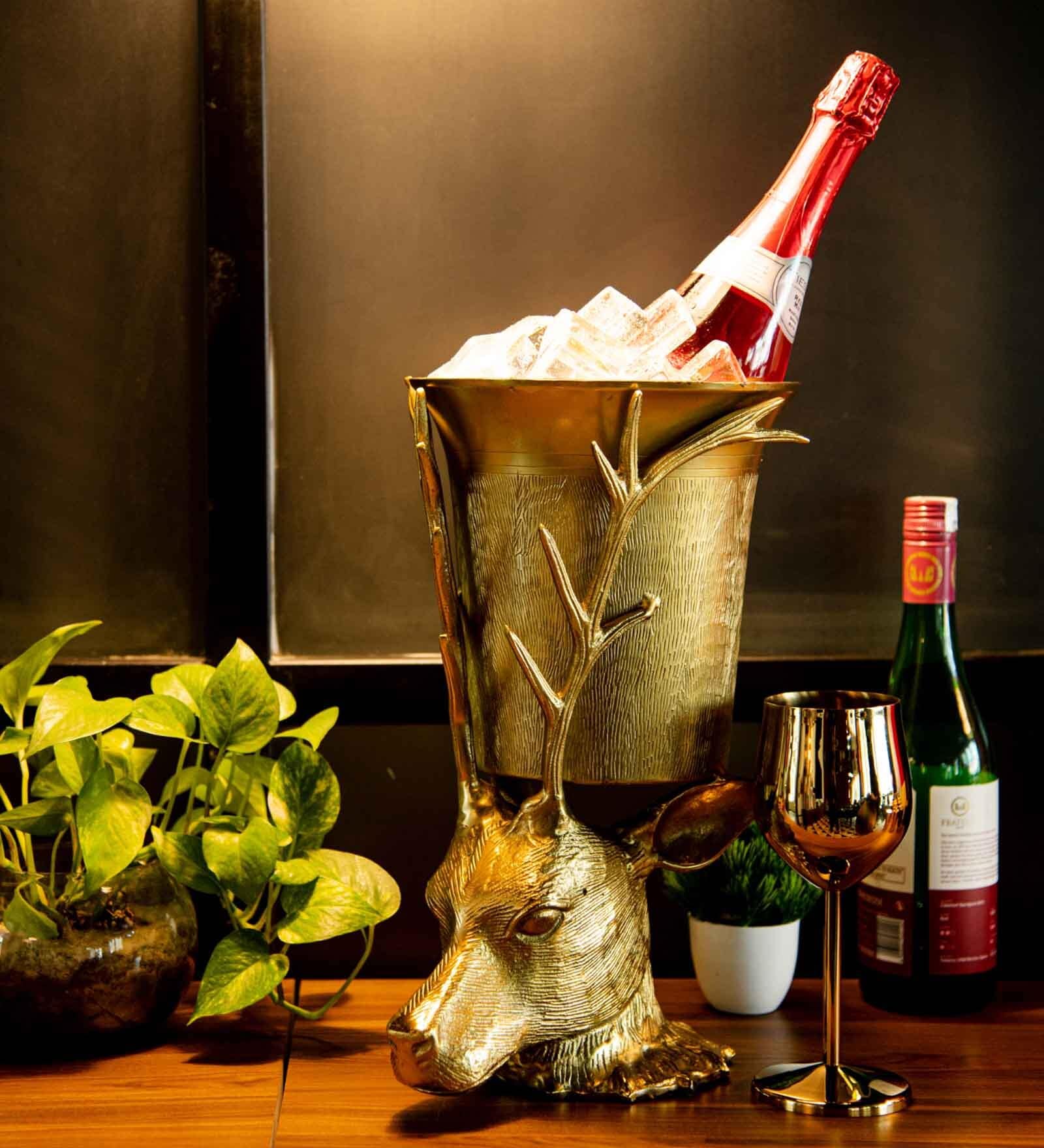 Gibox The Staggard Wine Cooler Double Walled Ice Cube Bucket, Beer,  Wine Chiller Barware D cor