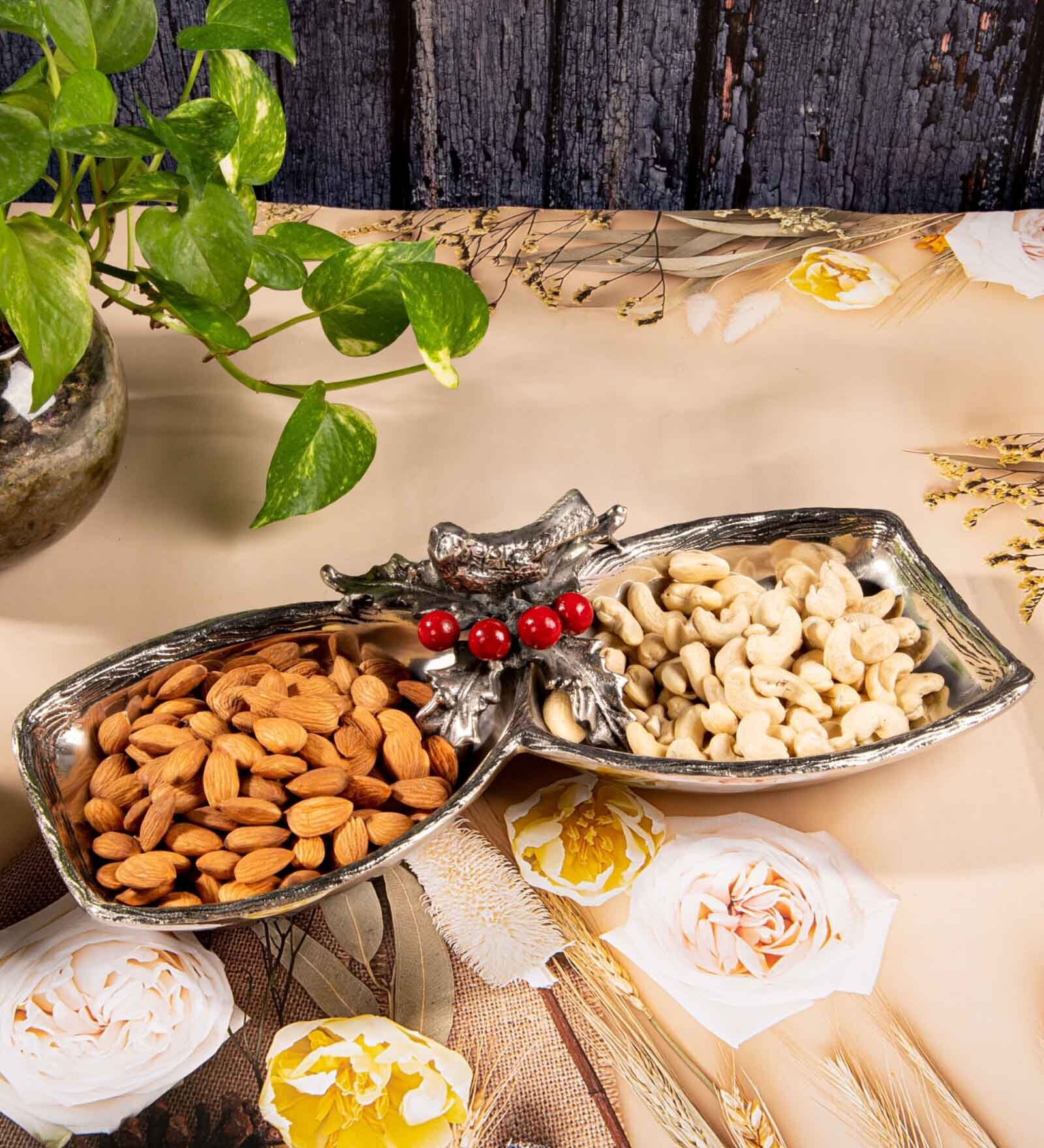 Gibox Twilight 2-Section Tray Serving Platter with Stand Bowl Dish For Kitchen Office Dinner Table Top D cor Accent
