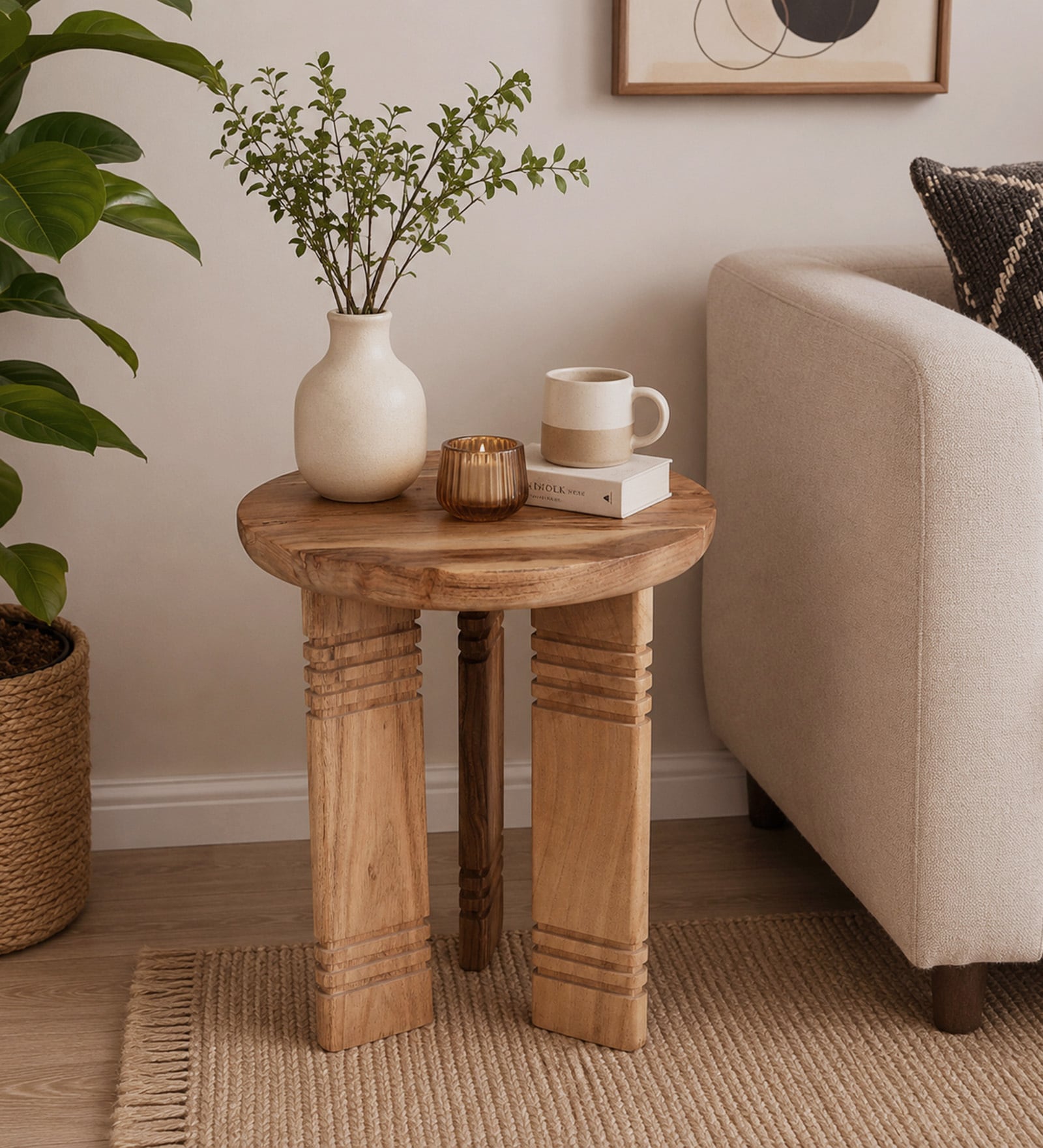 Gideon Acacia Wood Side Table in Natural Finish Gideon Acacia Wood Side Table in Natural Finish