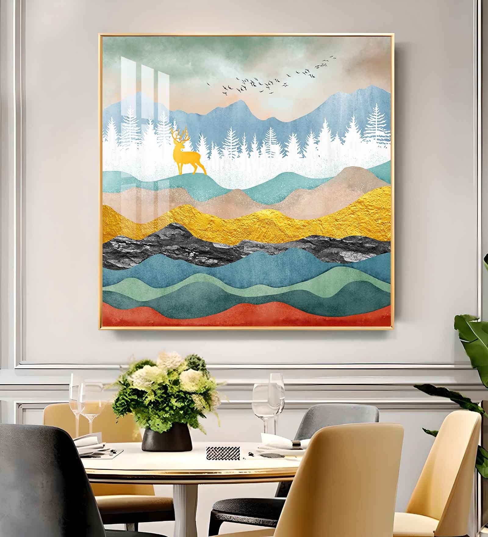 Gilded Depths Glass Finish Square Wall Art