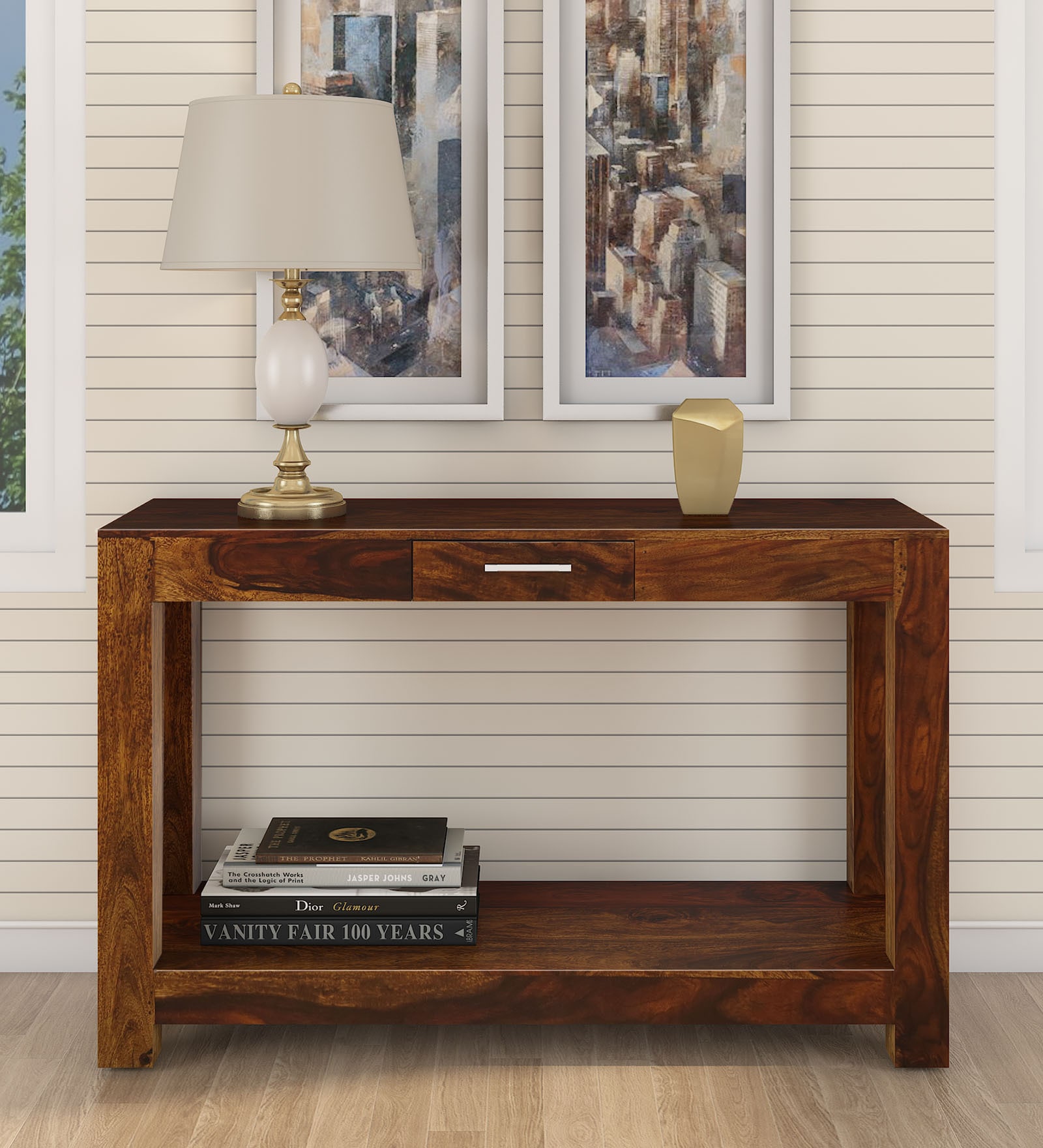 Buy Gilford Solid Wood Console Table in Provincial Teak Finish at 2