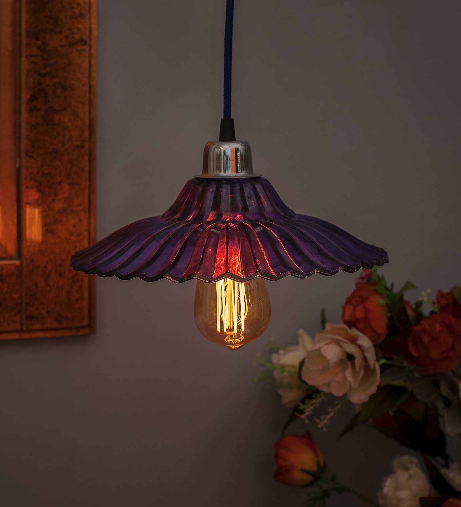 Gilford Violet Glass Hanging Light