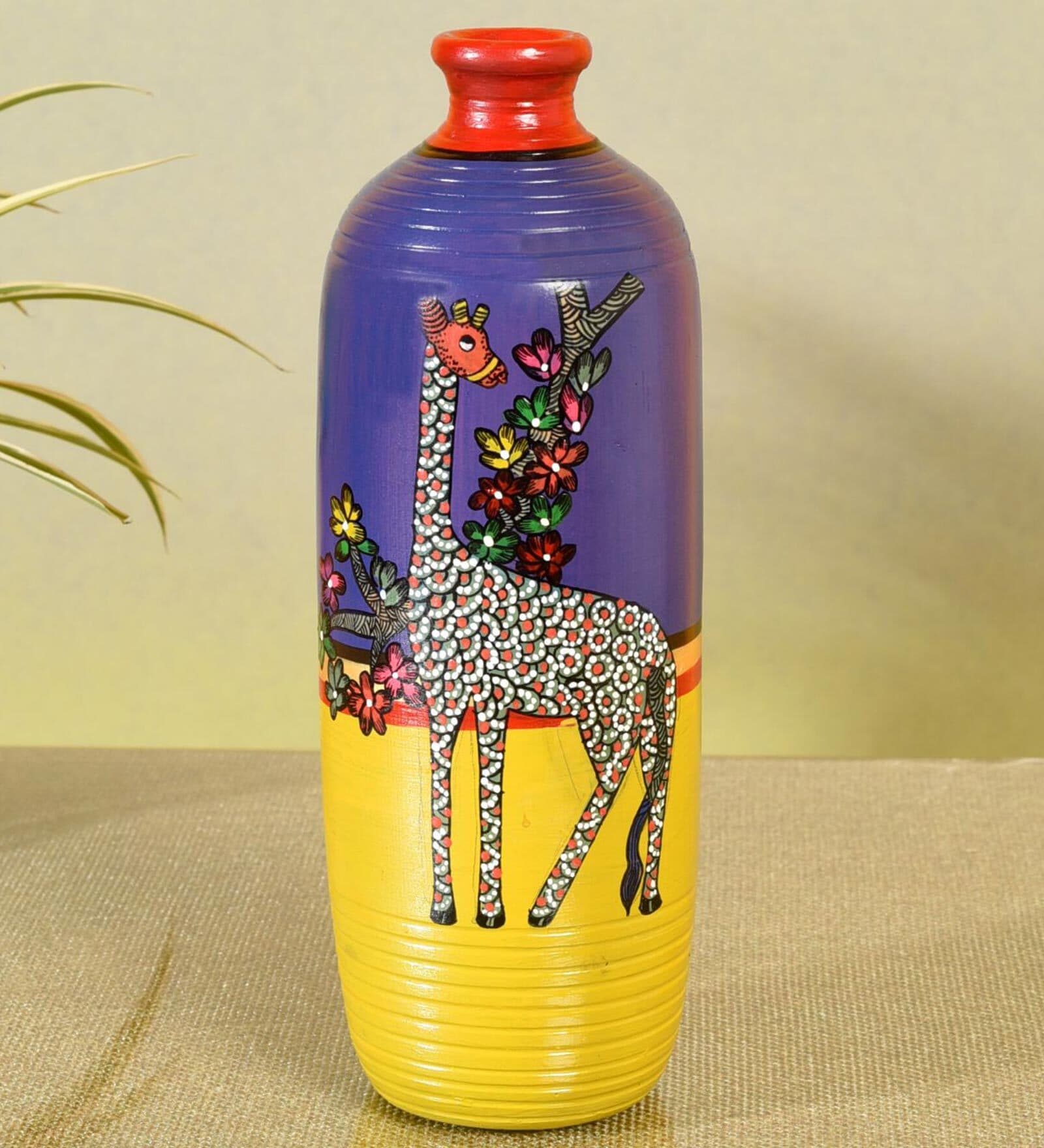 Giraffe Gallore Multicolour Terracotta Floor Vase