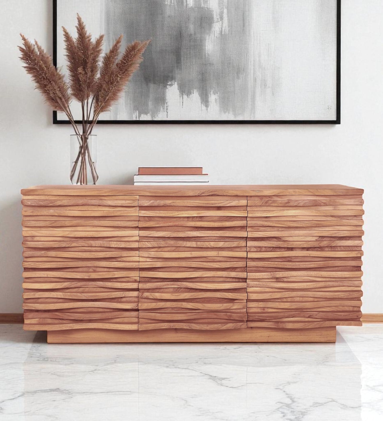 Gironde Acacia Wood 2 Door 3 Drawer Sideboard In Natural Finish