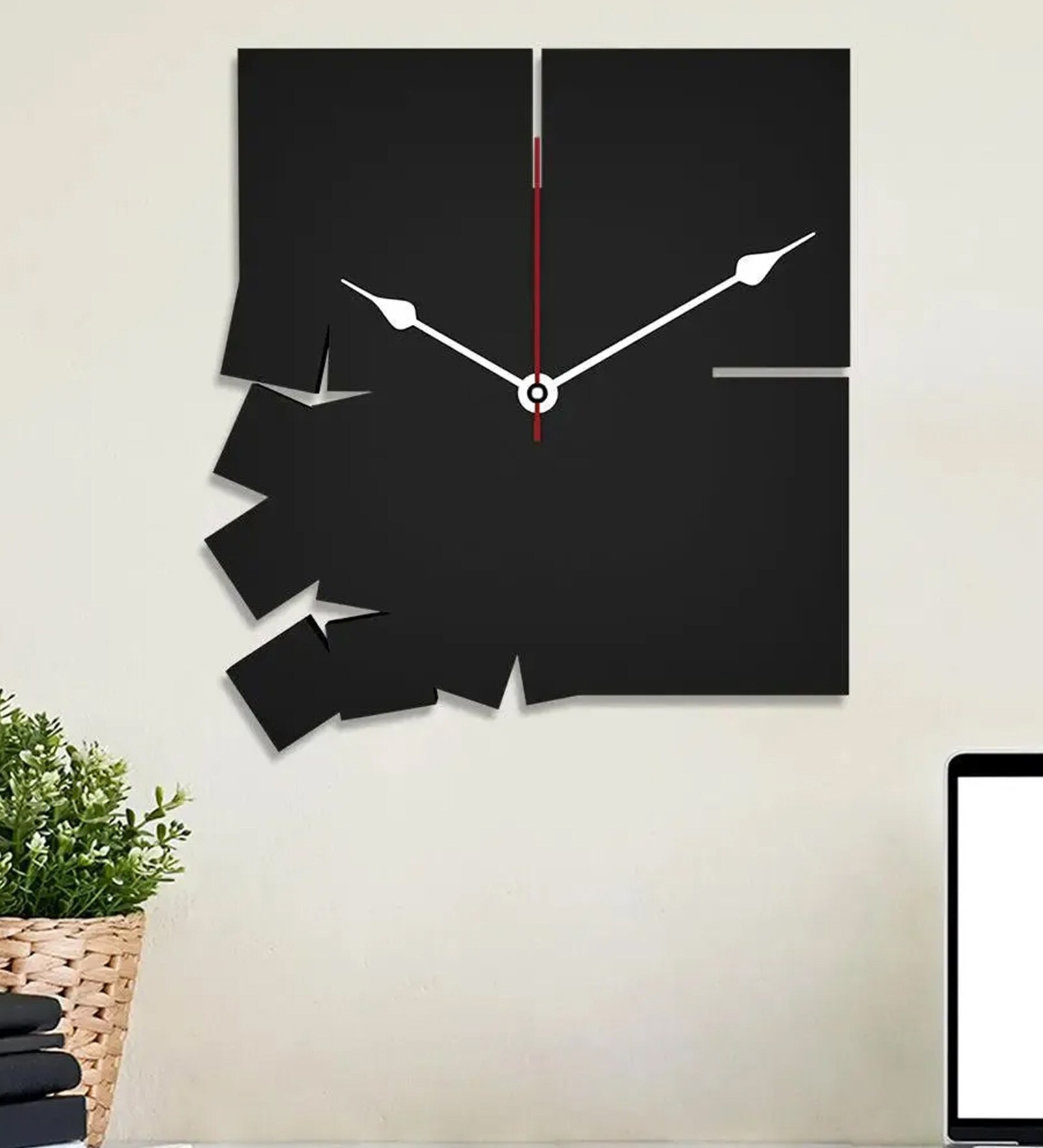 Gisela Engineered Wood Black Wall Clock