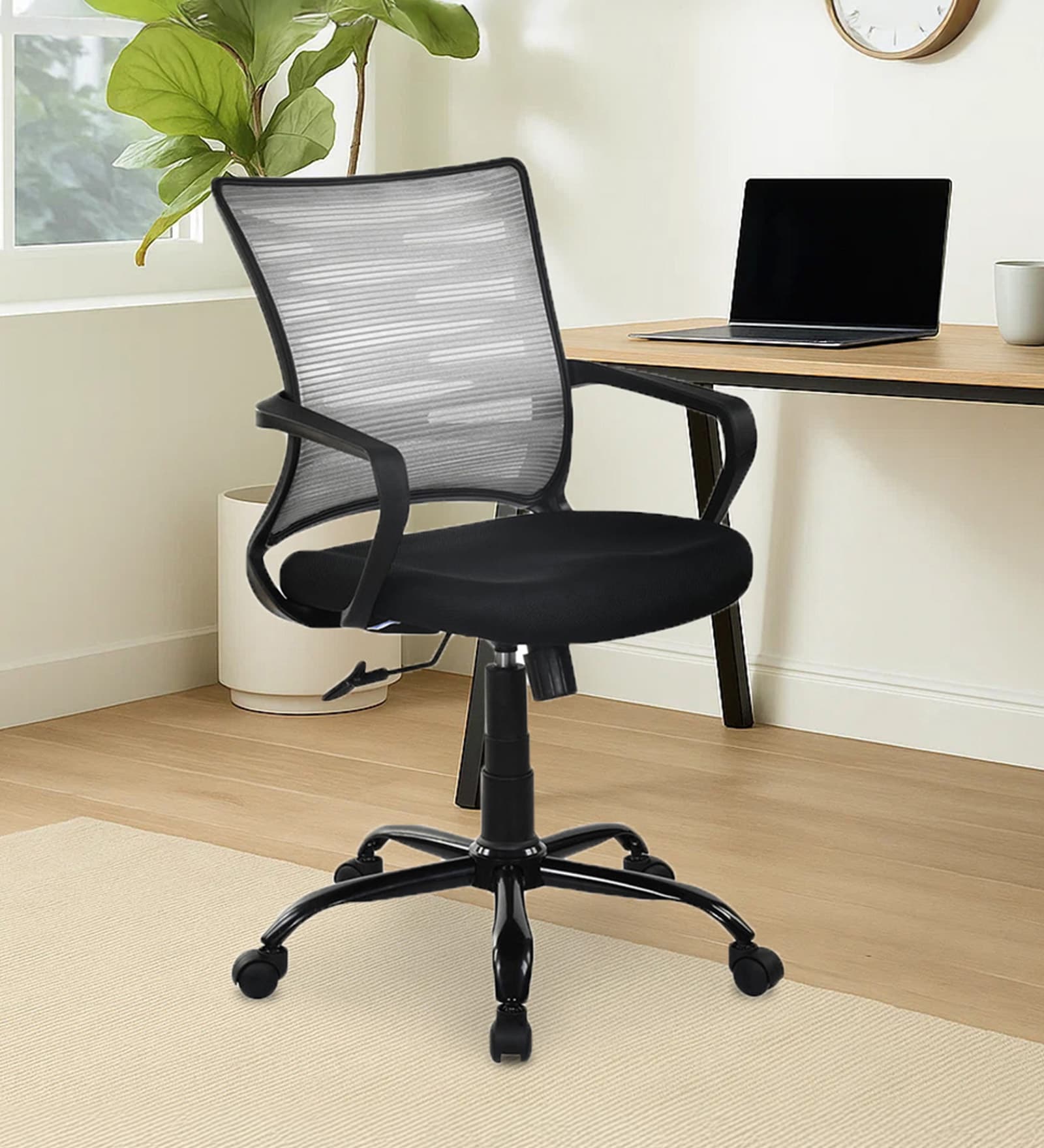Giza Plus Mid Back Breathable Mesh Ergonomic Chair In Black Colour