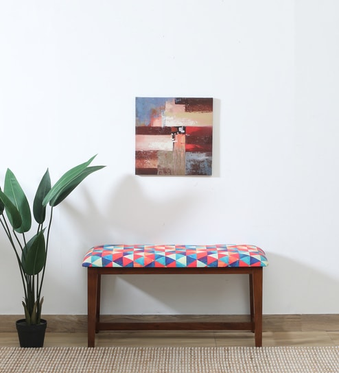 Perch Fabric Bench In Multi Colour