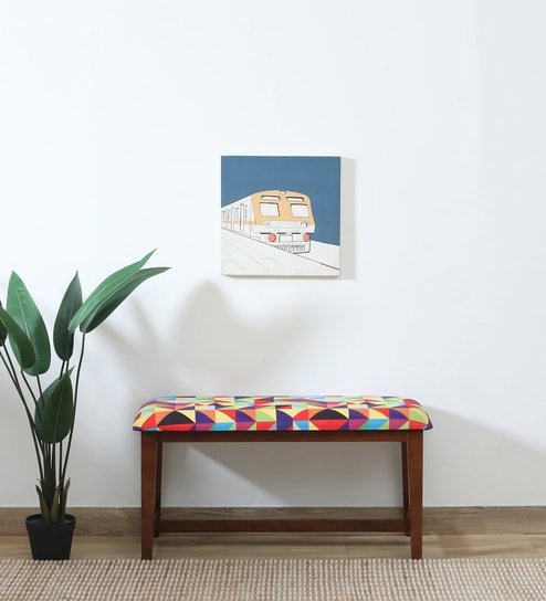 Perch Fabric Bench In Multi Colour