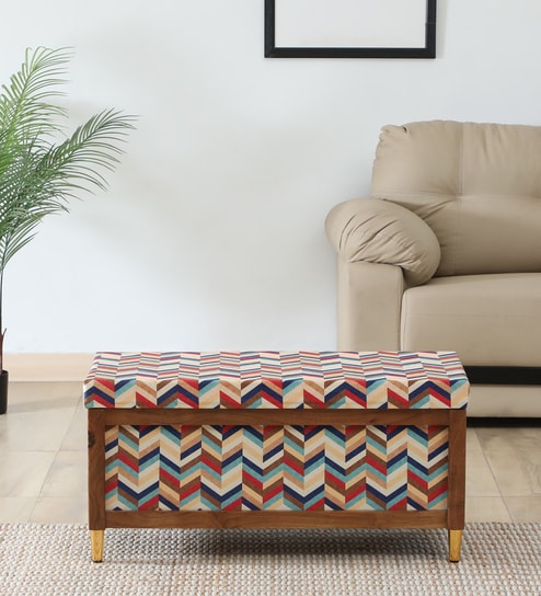 Nihara Fabric Bench In Multi Colour With Storage