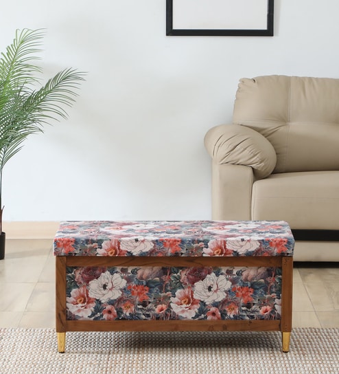Nihara Fabric Bench In Multi Colour With Storage