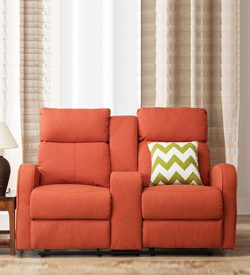 Gilbert Two Seater Recliner In Orange Colour By Durian