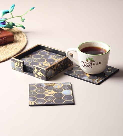 Gilded Hive  Coaster Set of 6
