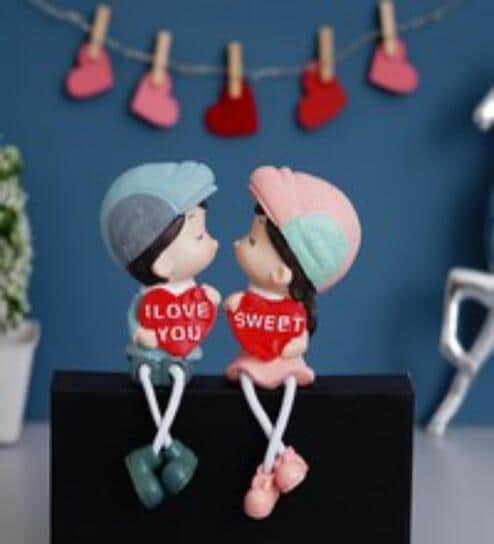 Girl & Boy Sweet I Love You Kissing Multicolour Fibre Human Figurine