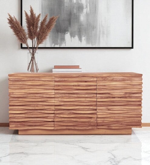 Gironde Acacia Wood 2 Door 3 Drawer Sideboard In Natural Finish