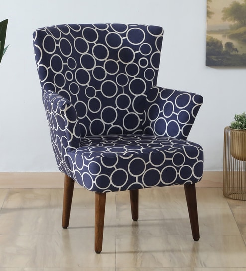Mantra Fabric Wing Chair In Blue Colour